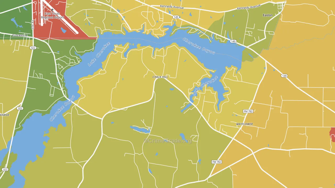 Lake Cherokee, TX Map of Vandalism Rates