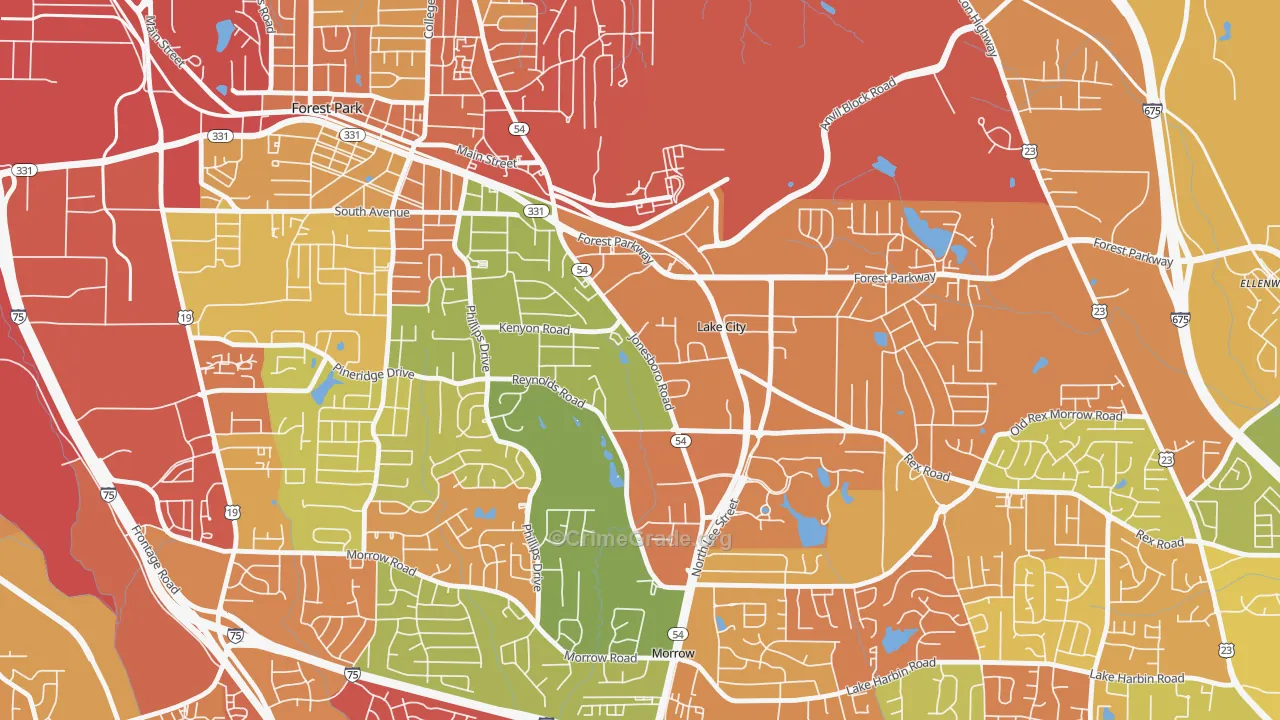Lake City, GA Map of Vandalism Rates