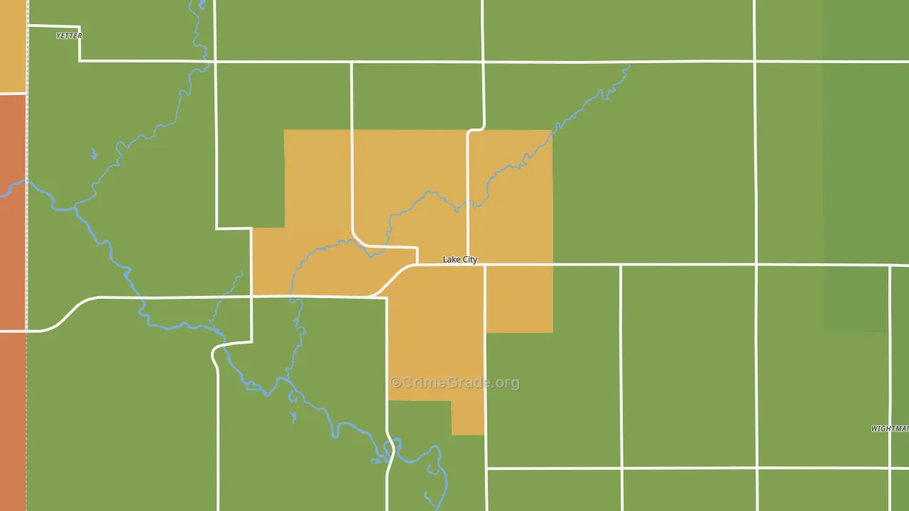 Lake City, IA Map of Vandalism Rates