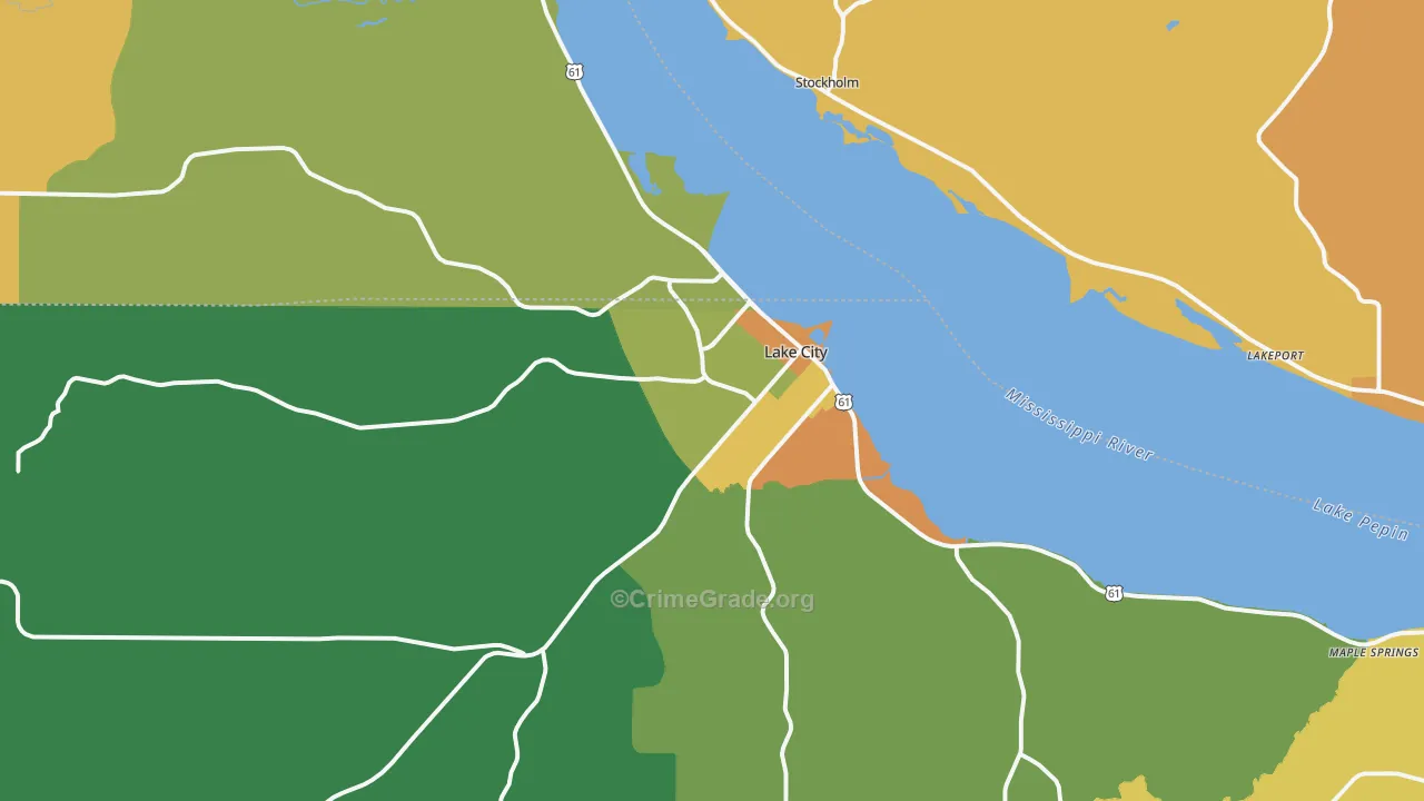 Lake City, MN Map of Vandalism Rates
