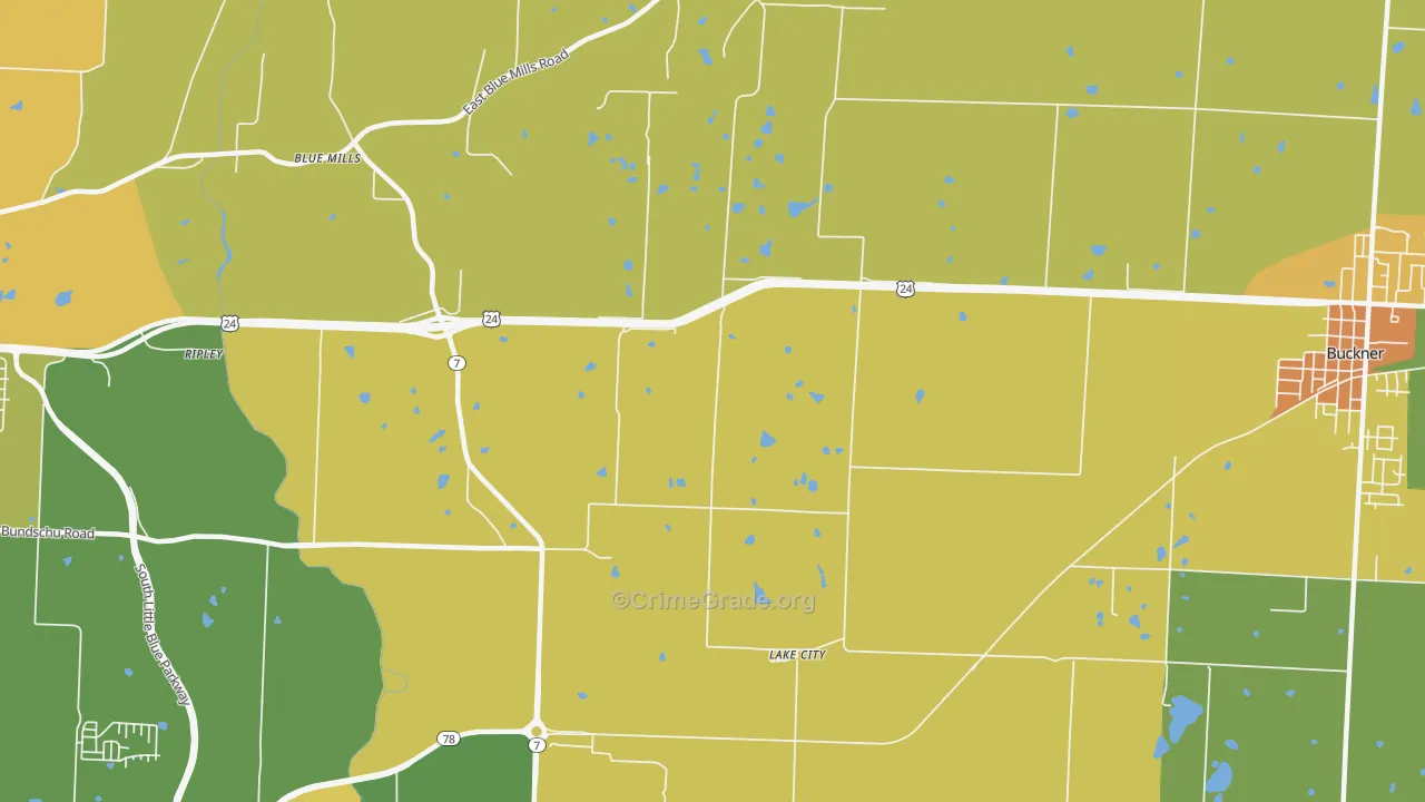 Lake City, MO Map of Vandalism Rates