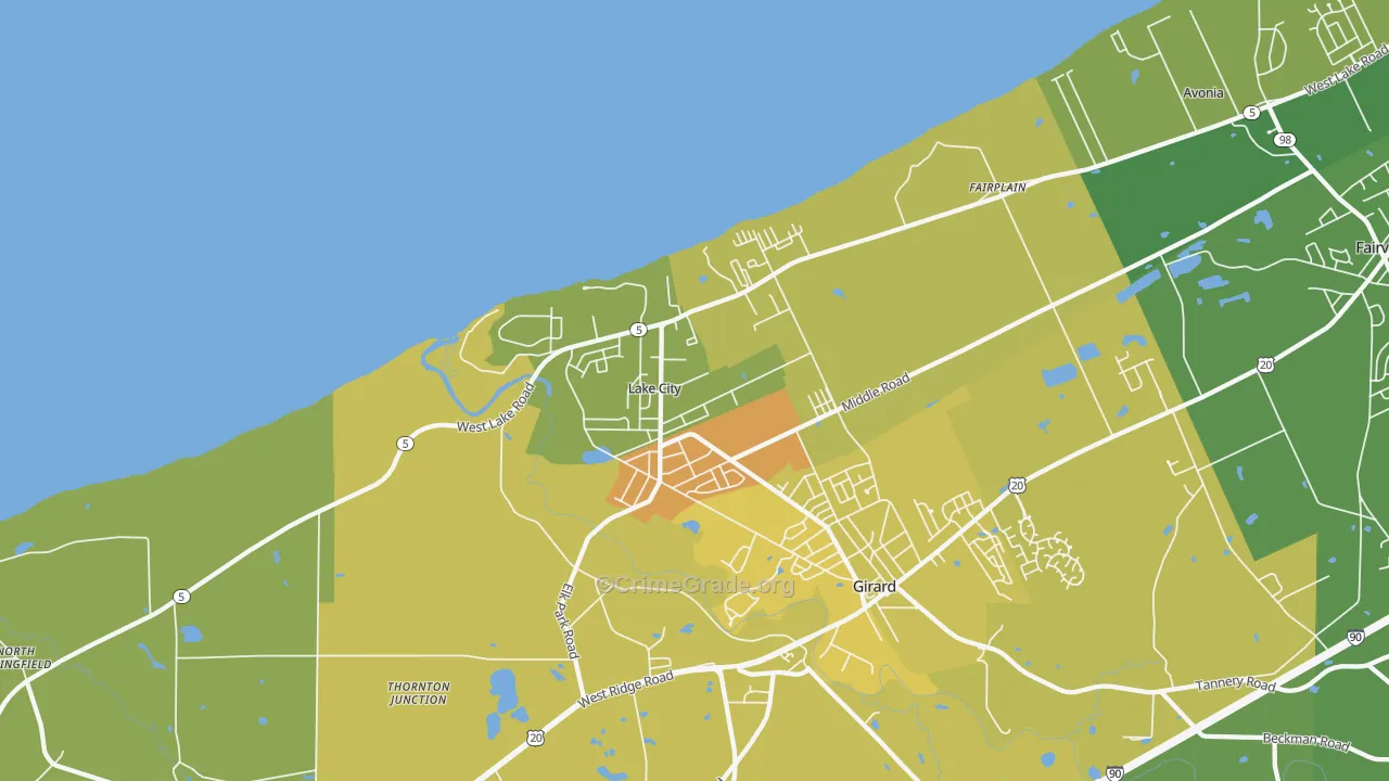 Lake City, PA Map of Vandalism Rates