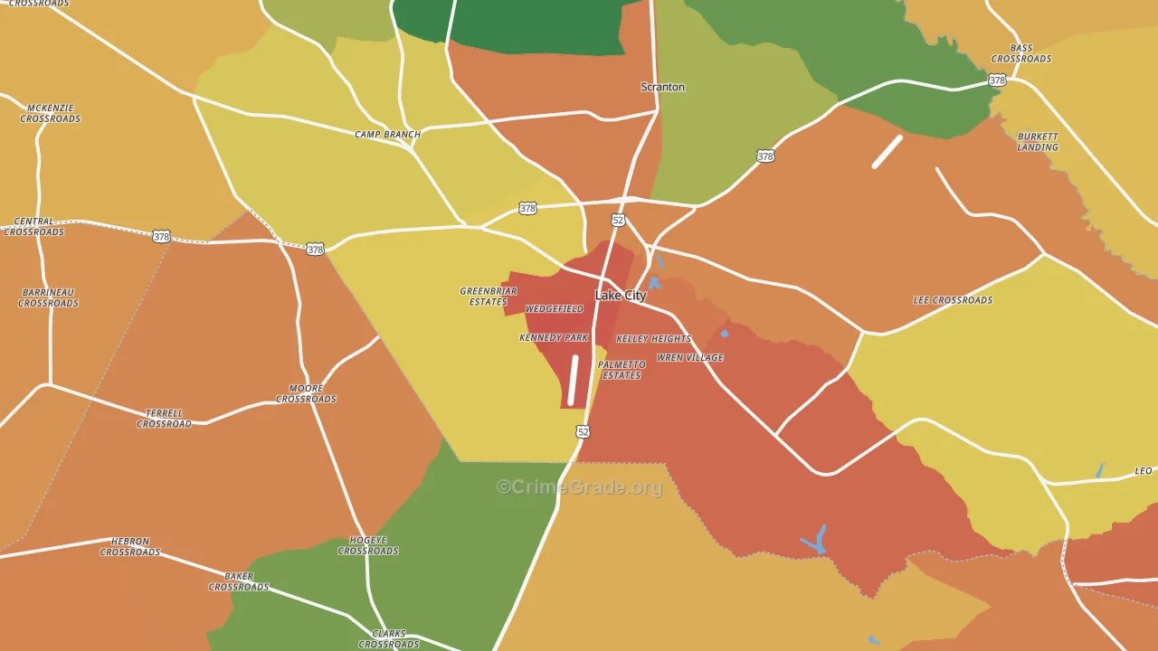 Lake City, SC Map of Vandalism Rates