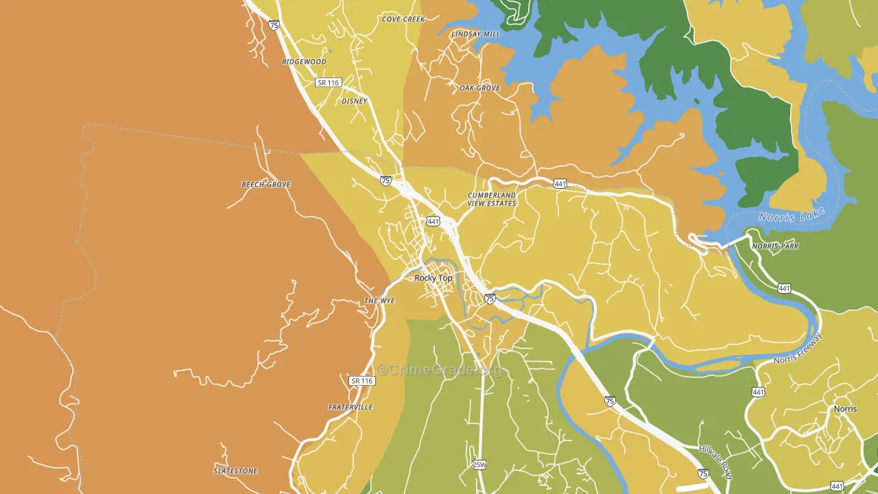 Lake City, TN Map of Vandalism Rates