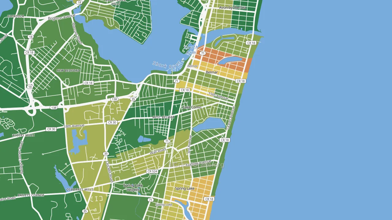 Lake Como, NJ Map of Vandalism Rates