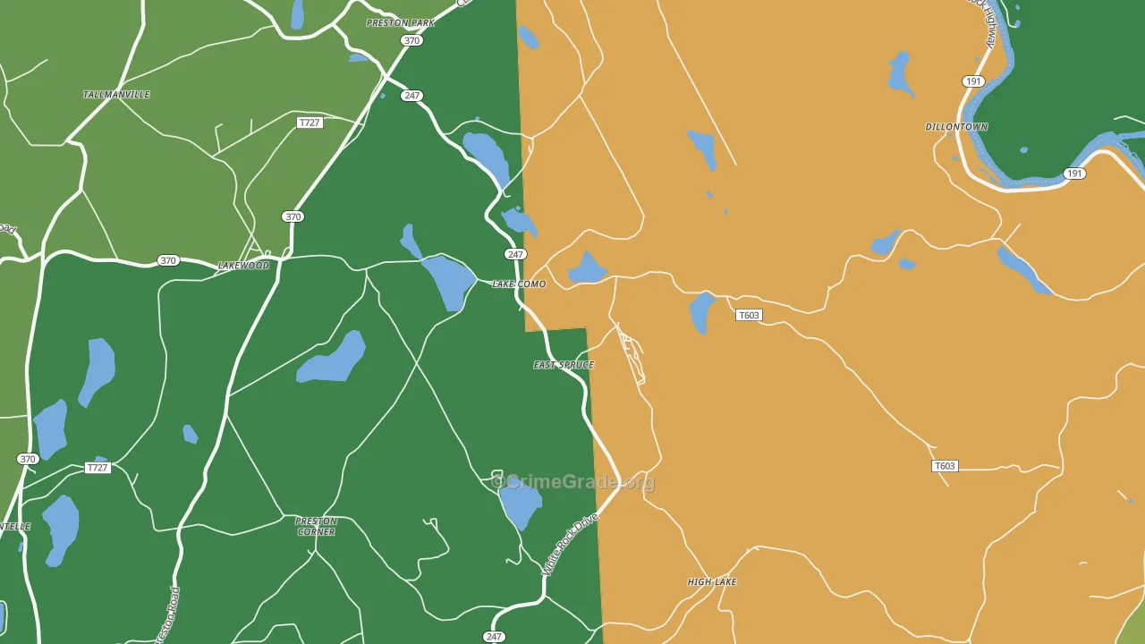 Lake Como, PA Map of Vandalism Rates