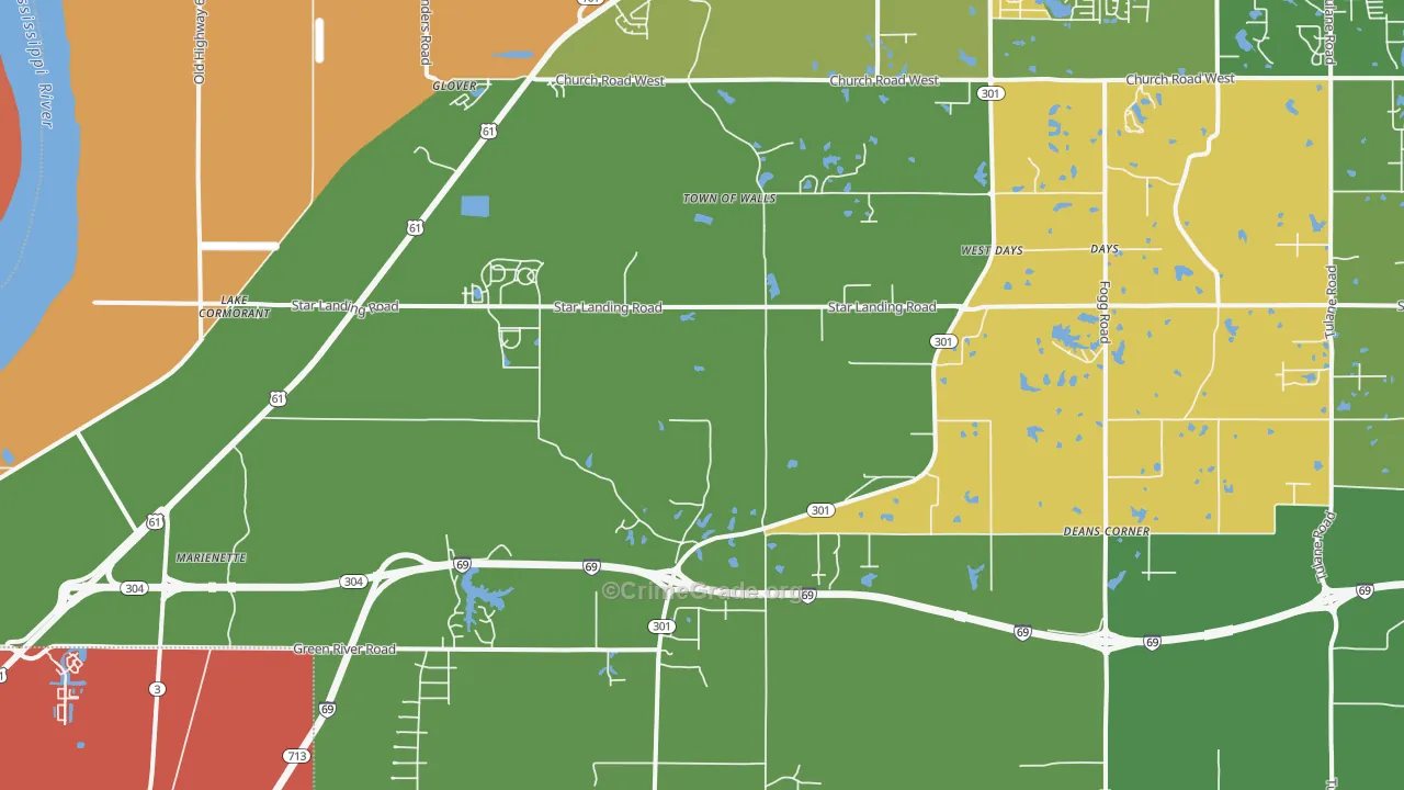 Lake Cormorant, MS Map of Vandalism Rates