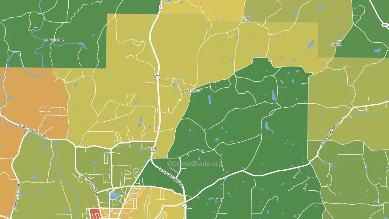 Lake Creek, GA Map of Vandalism Rates