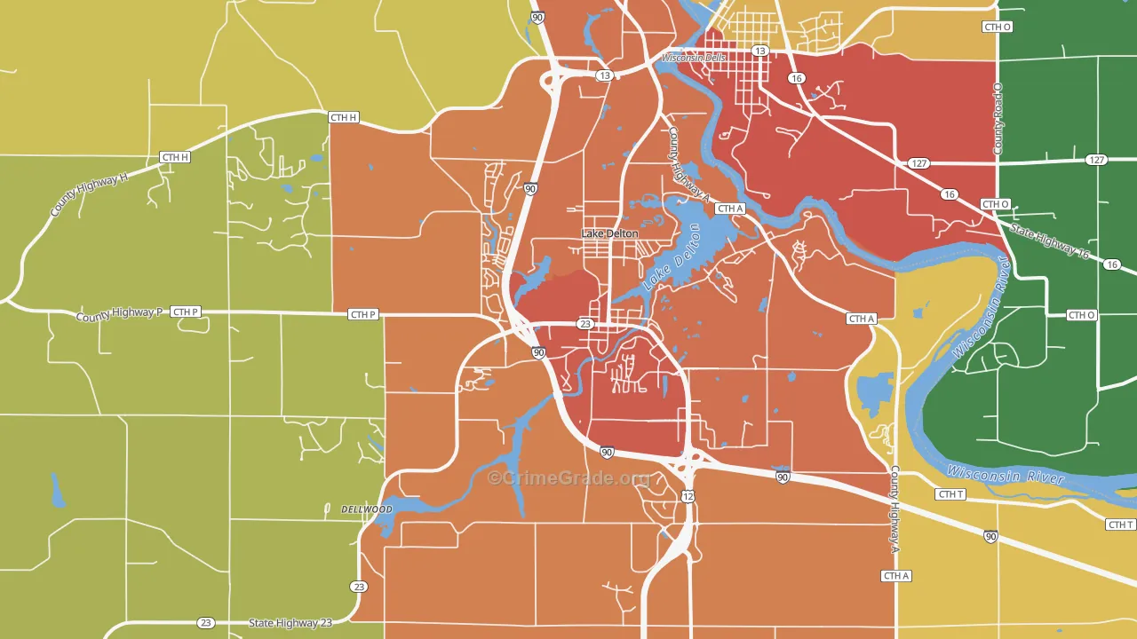 Lake Delton, WI Map of Vandalism Rates