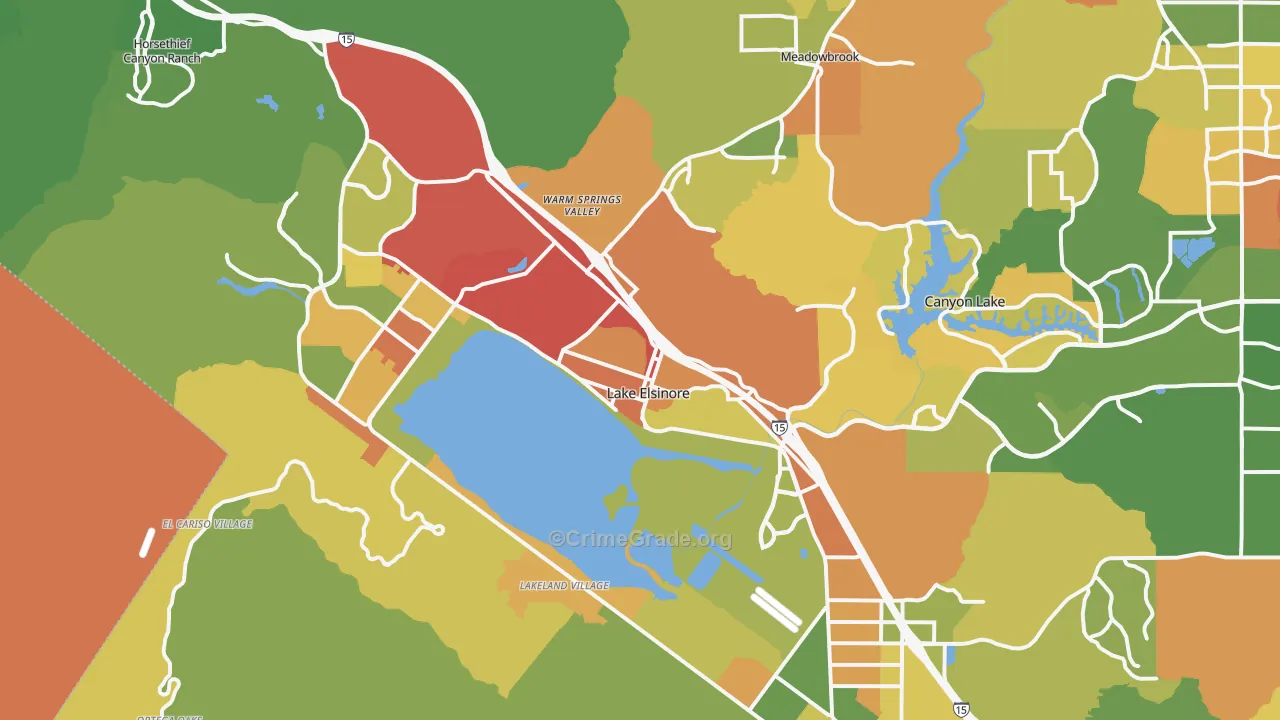 Lake Elsinore, CA Map of Vandalism Rates