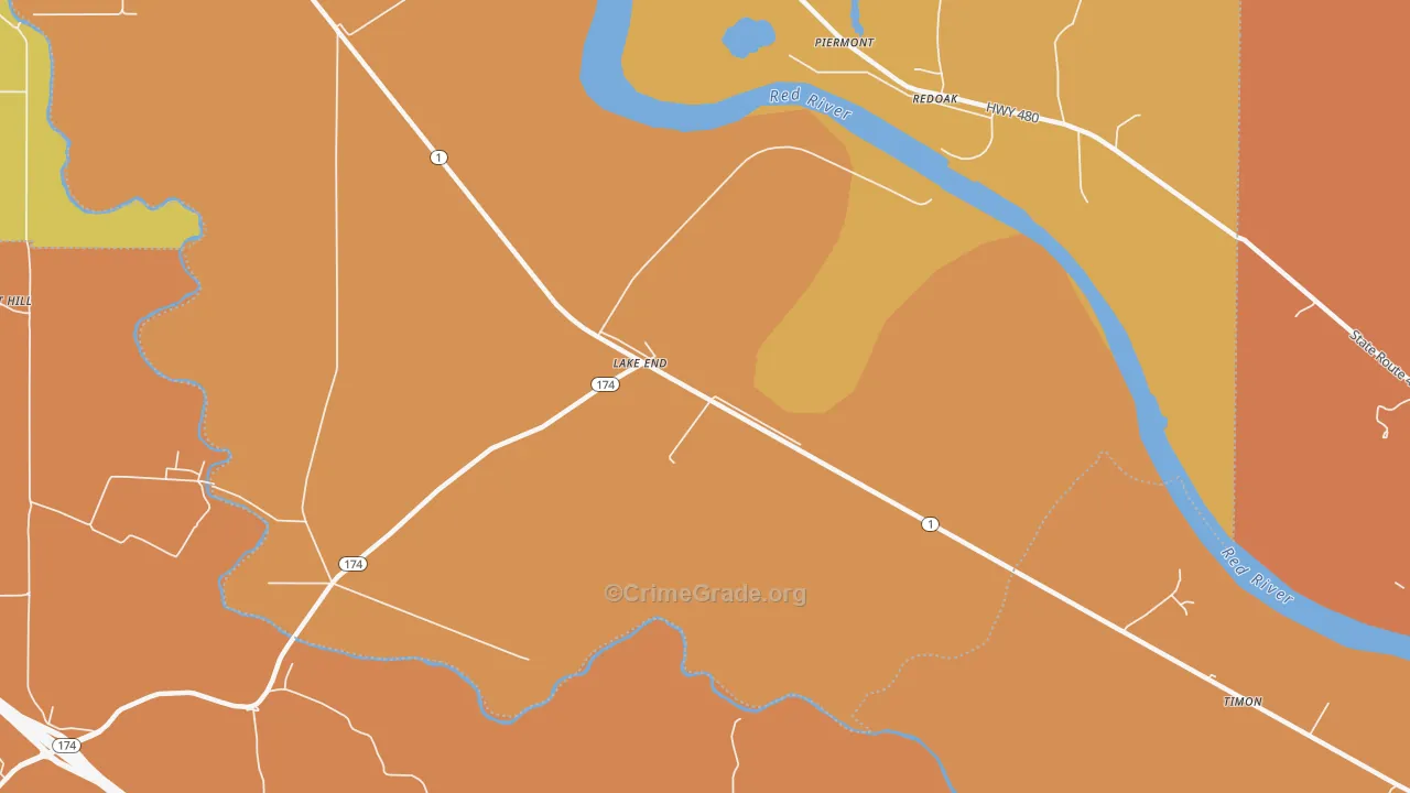 Lake End, LA Map of Vandalism Rates