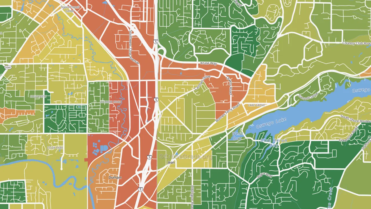 Lake Forest, Lake Oswego, OR Map of Vandalism Rates