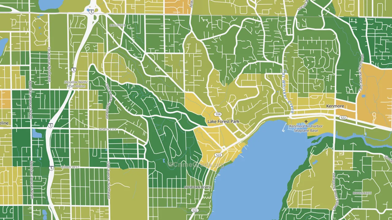 Lake Forest Park, WA Map of Vandalism Rates