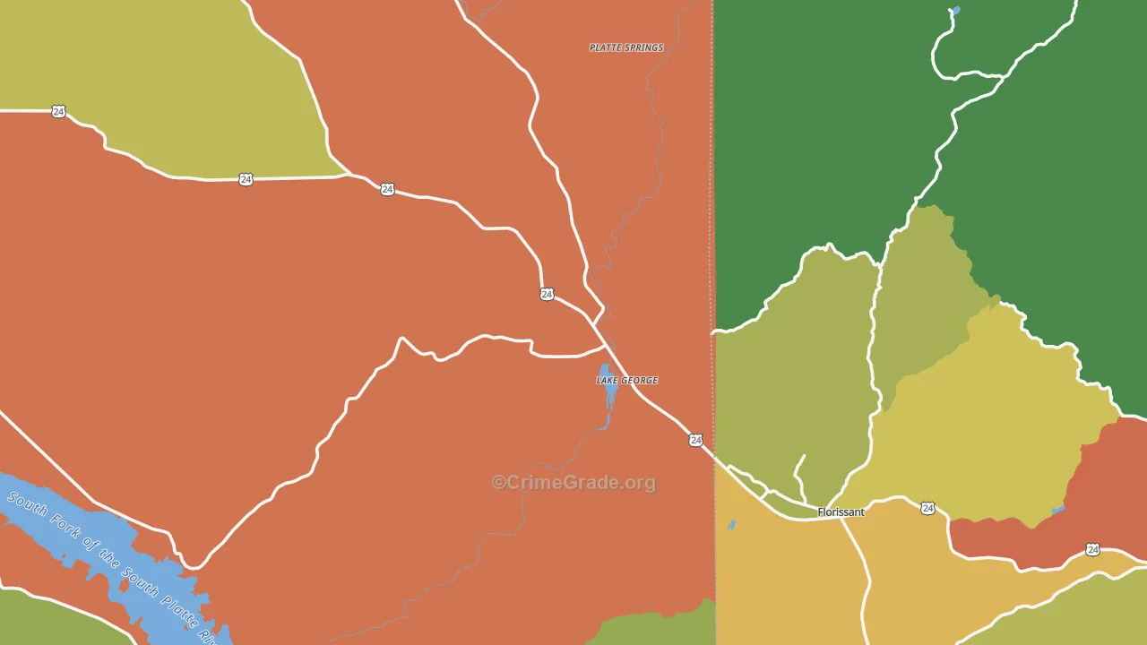 Lake George, CO Map of Vandalism Rates