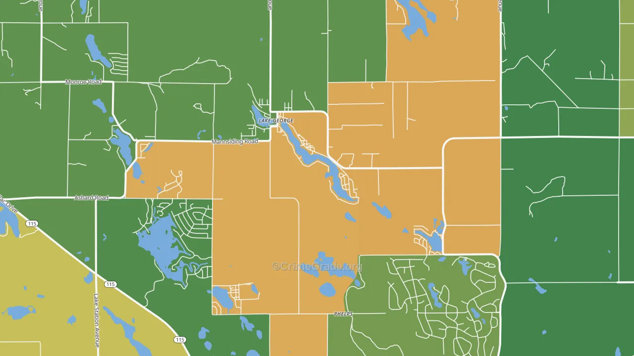 Lake George, MI Map of Vandalism Rates