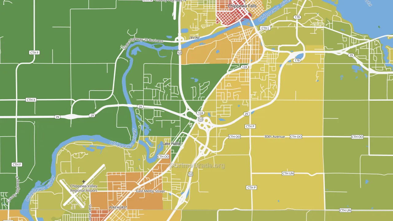 Lake Hallie, WI Map of Vandalism Rates