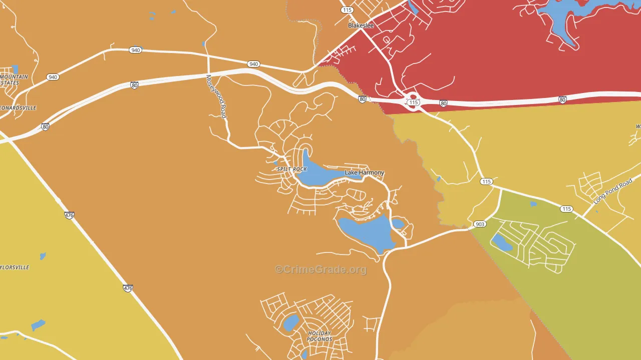 Lake Harmony, PA Map of Vandalism Rates