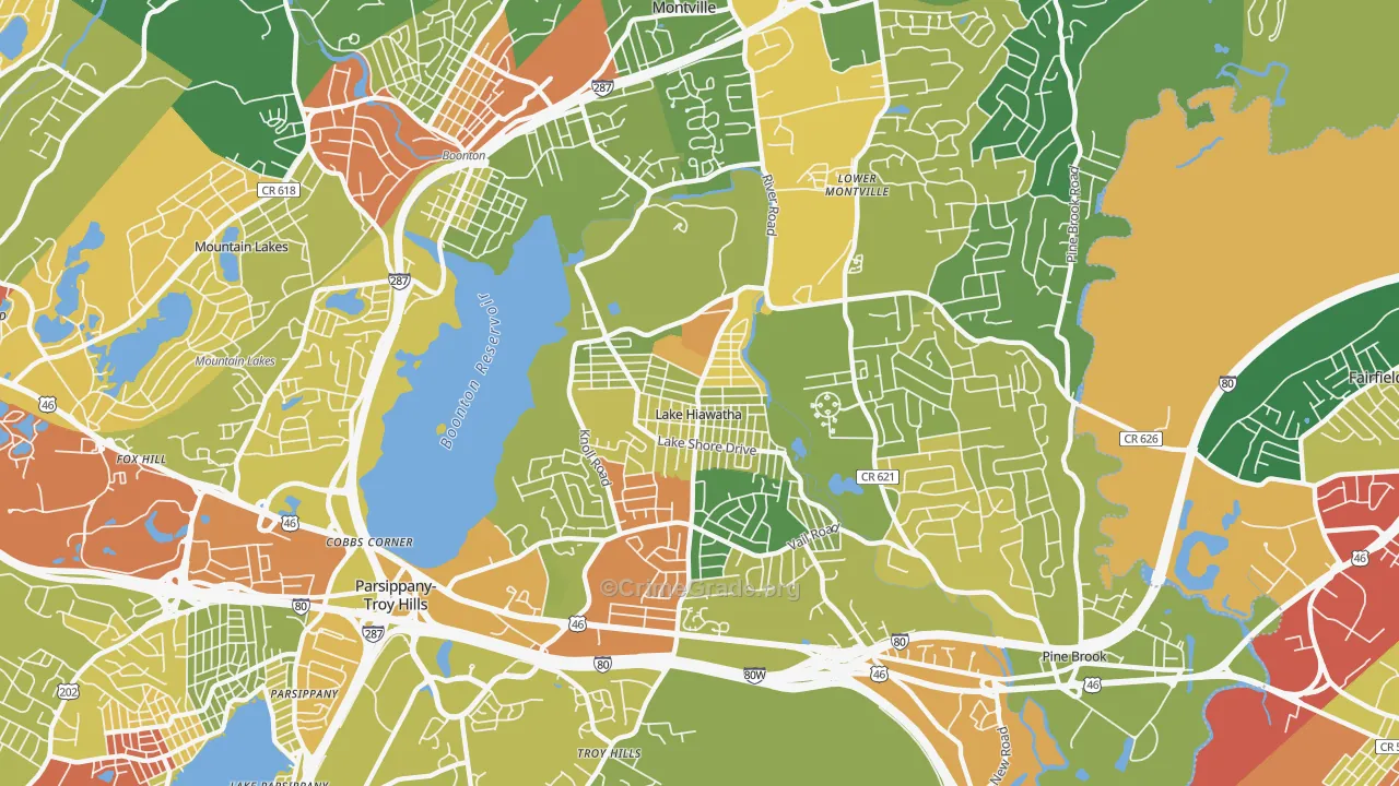 Lake Hiawatha, NJ Map of Vandalism Rates