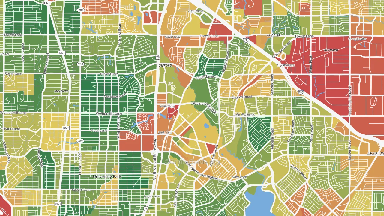 Lake Highlands, Dallas, TX Map of Vandalism Rates