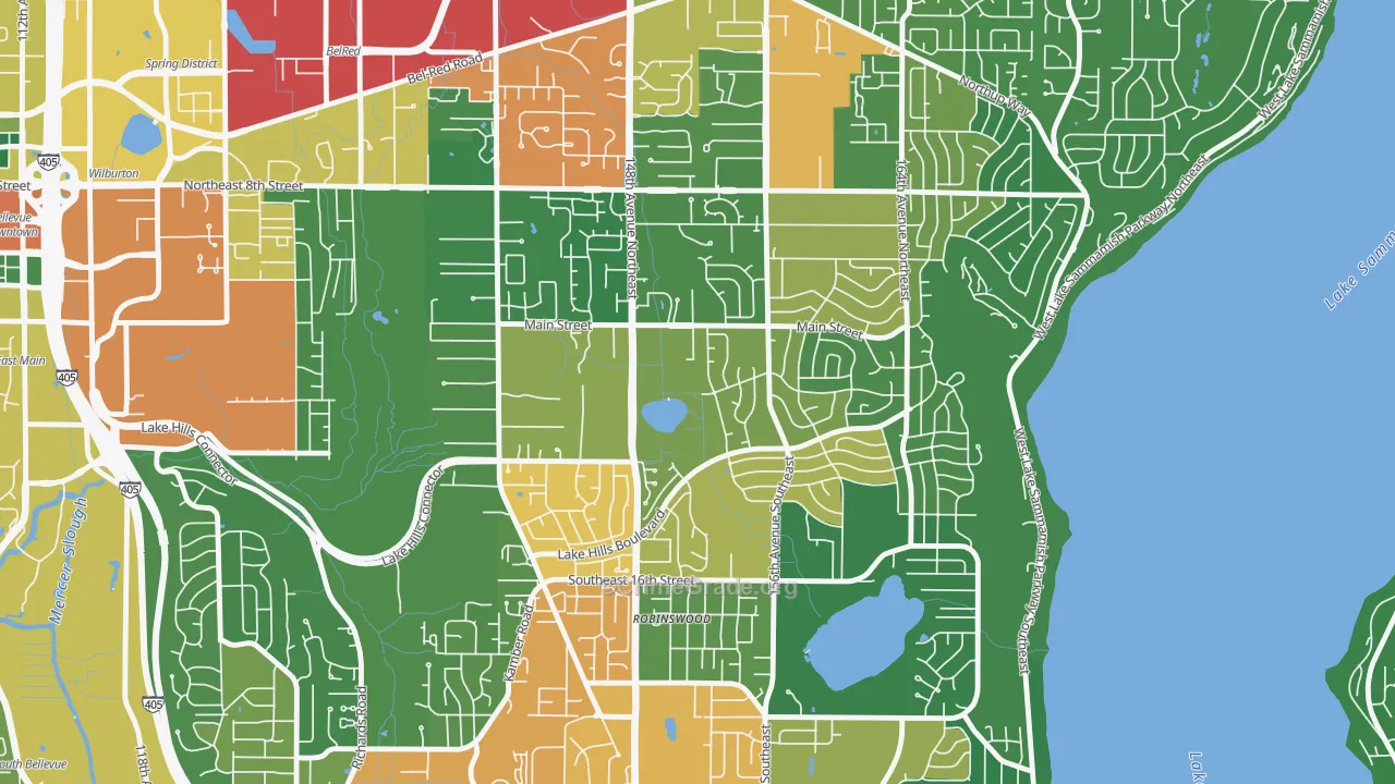 Lake Hills, Bellevue, WA Map of Vandalism Rates