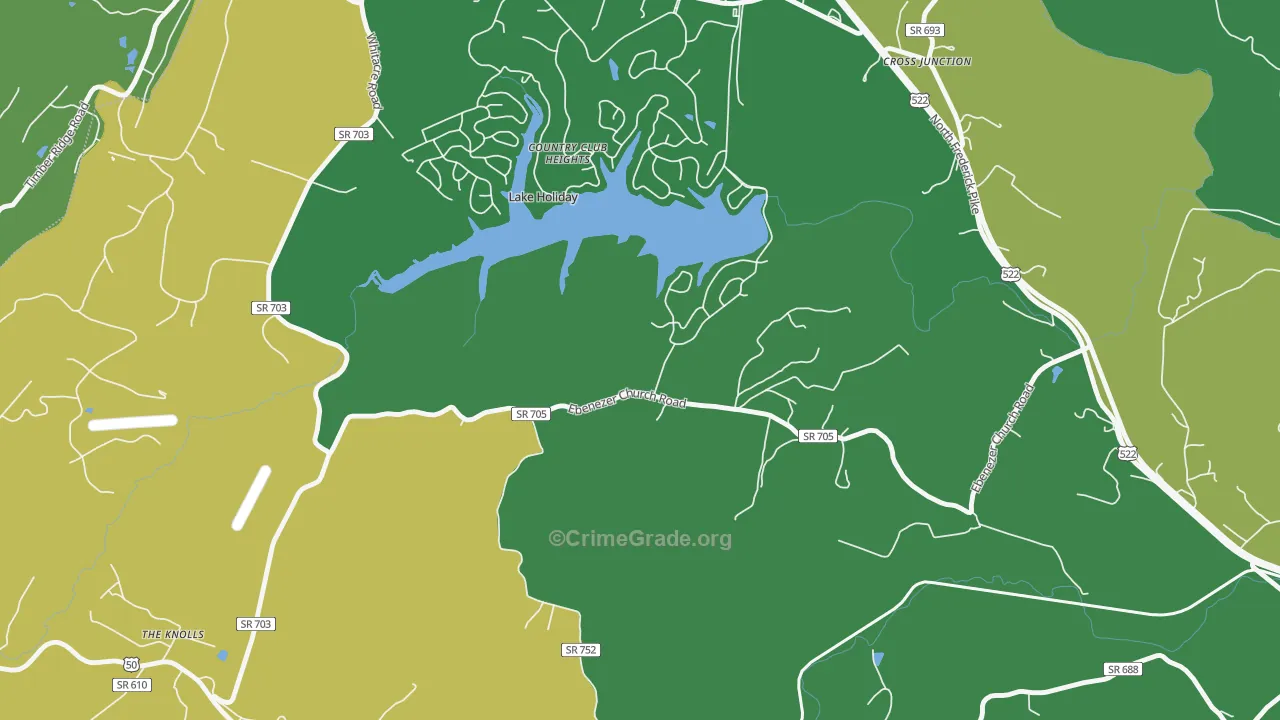 Lake Holiday, VA Map of Vandalism Rates
