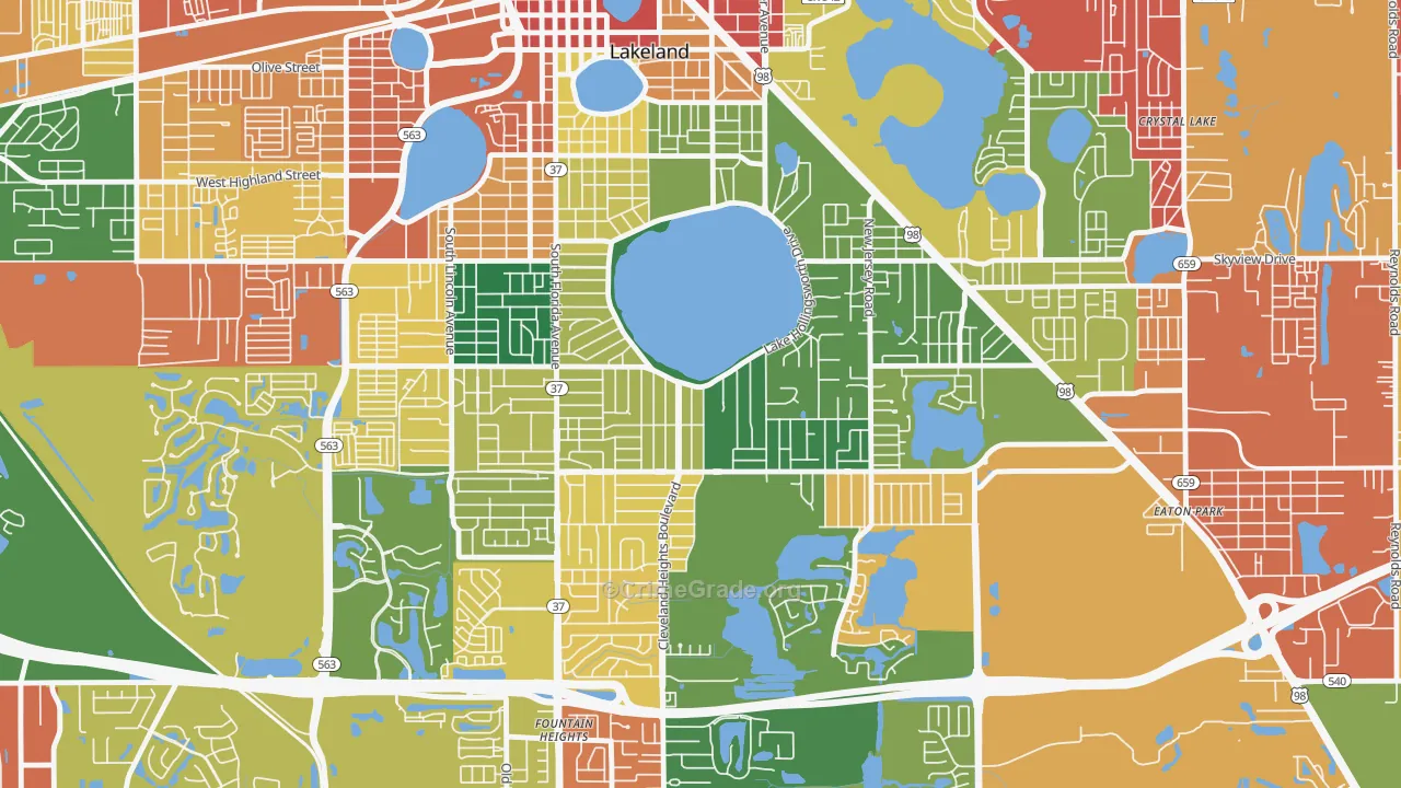 Lake Hollingsworth, Lakeland, FL Map of Vandalism Rates