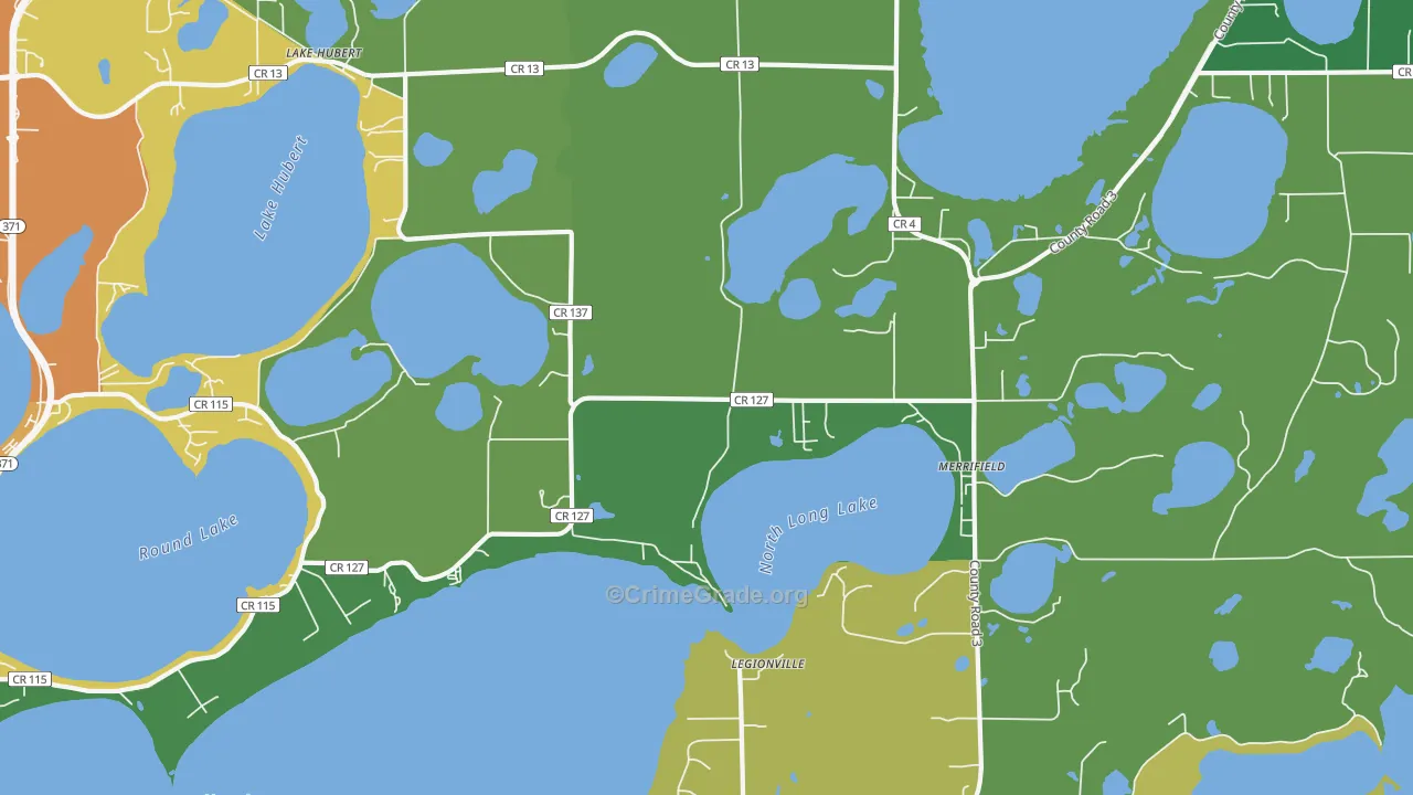 Lake Hubert, MN Map of Vandalism Rates
