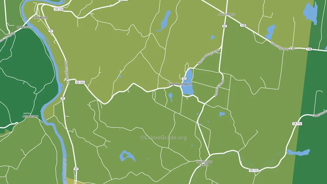 Lake Huntington, NY Map of Vandalism Rates