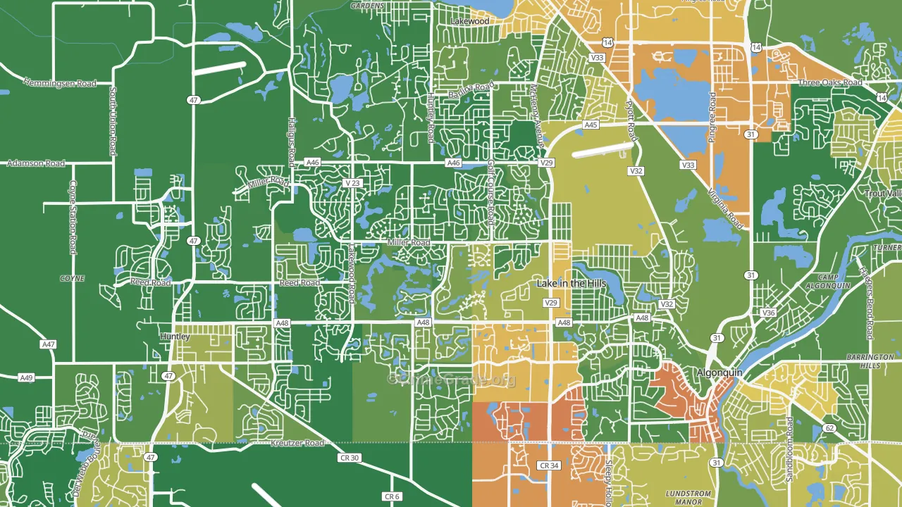 Lake in the Hills, IL Map of Vandalism Rates