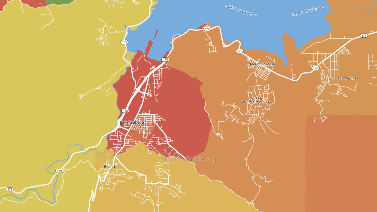 Lake Isabella, CA Map of Vandalism Rates