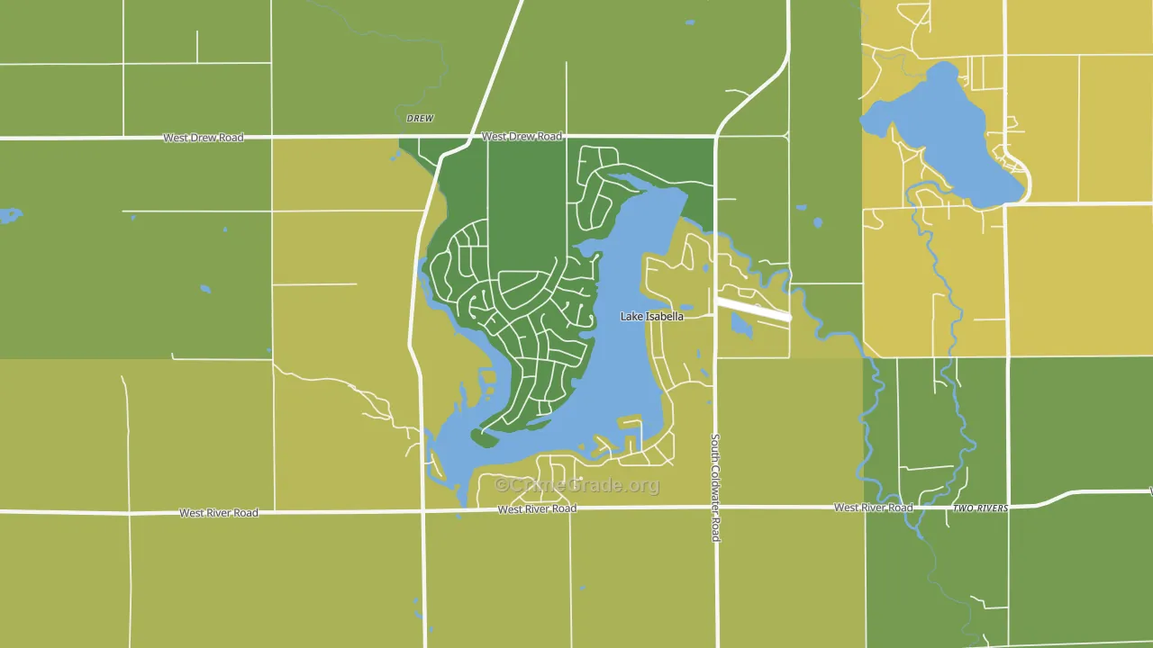 Lake Isabella, MI Map of Vandalism Rates