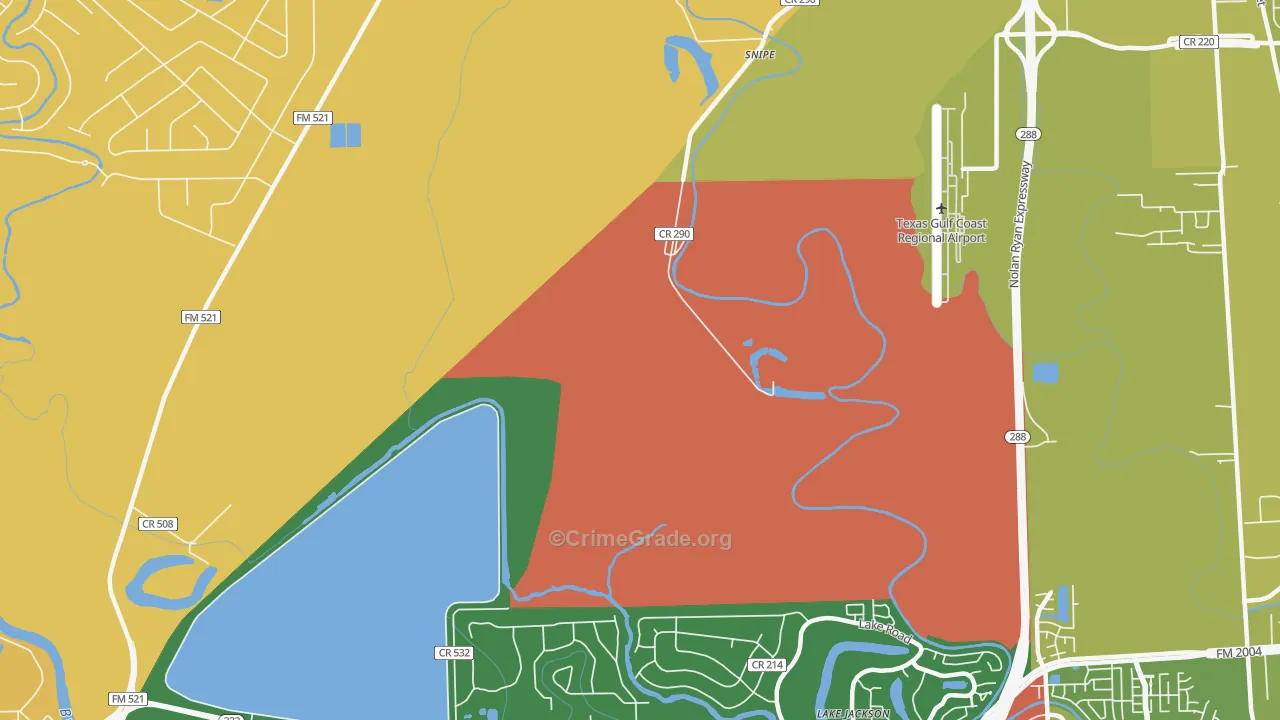 Lake Jackson Farms, TX Map of Vandalism Rates