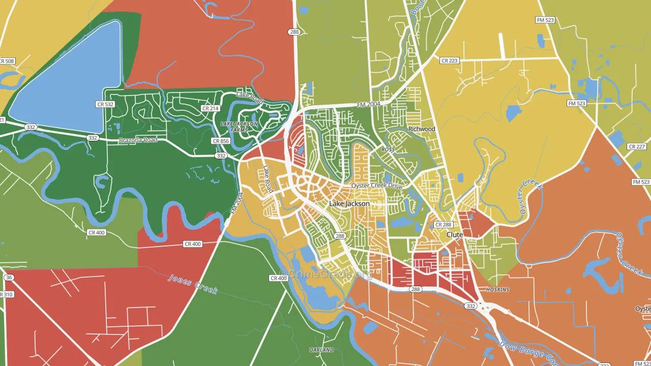 Lake Jackson, TX Map of Vandalism Rates