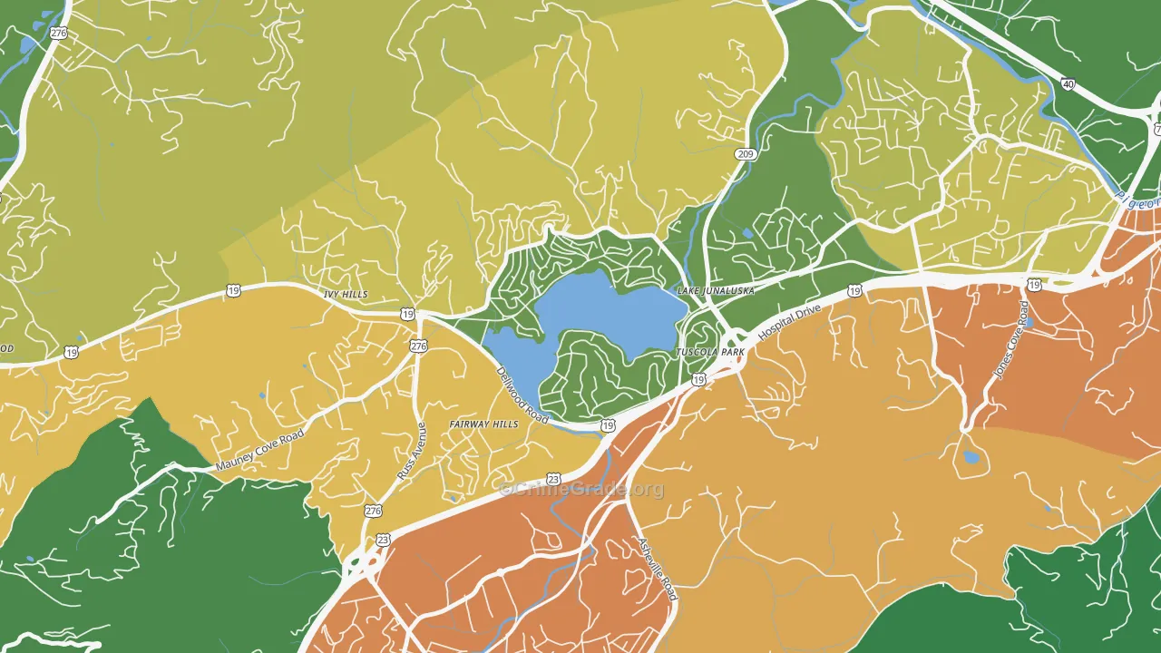 Lake Junaluska, NC Map of Vandalism Rates