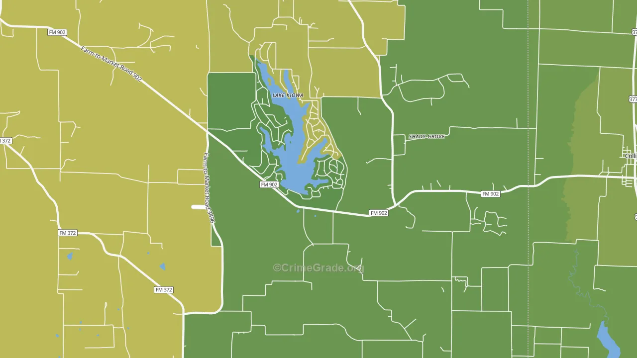 Lake Kiowa, TX Map of Vandalism Rates