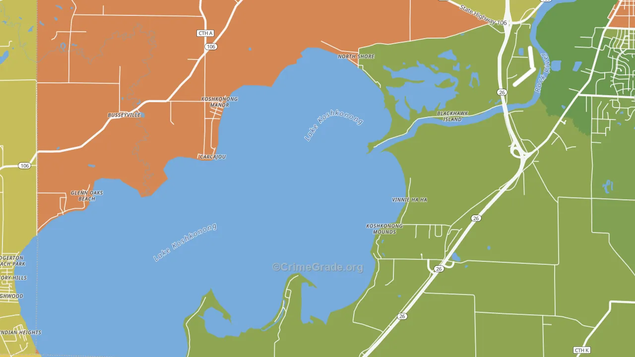 Lake Koshkonong, WI Map of Vandalism Rates