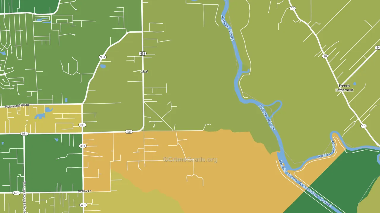 Lake, LA Map of Vandalism Rates