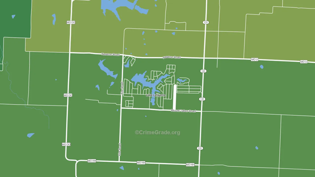 Lake Lafayette, MO Map of Vandalism Rates