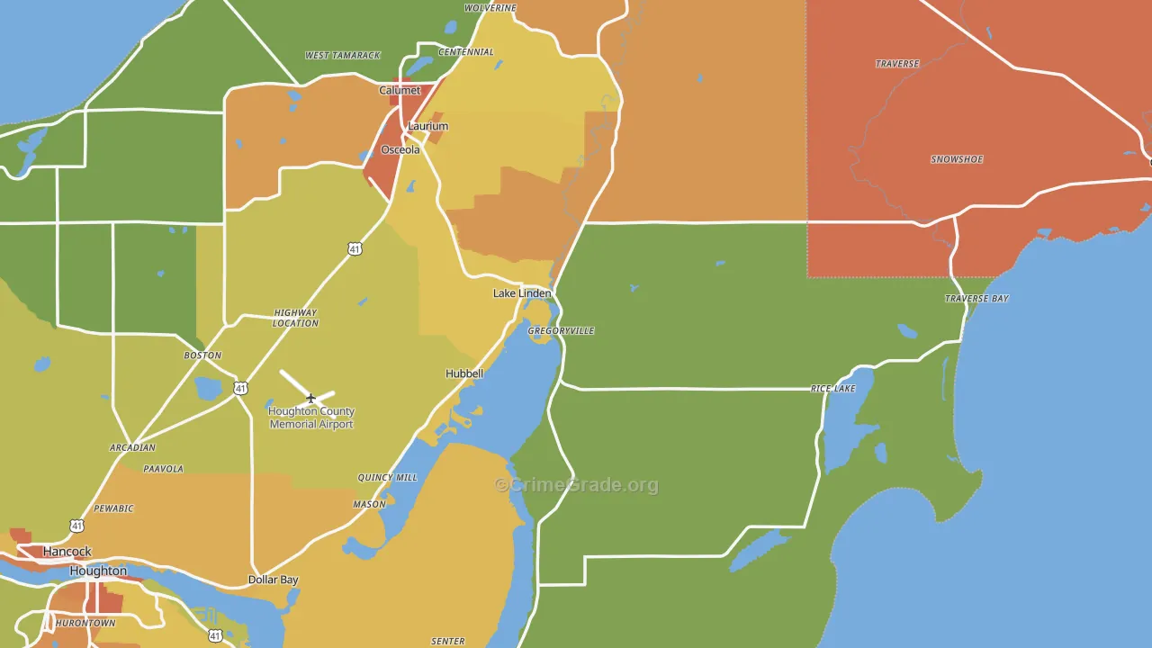 Lake Linden, MI Map of Vandalism Rates