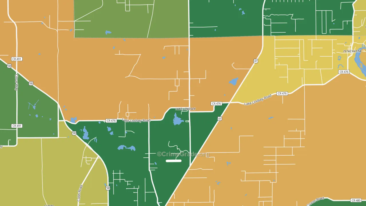 Lake Lindsey, FL Map of Vandalism Rates