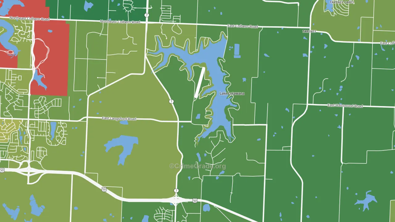 Lake Lotawana, MO Map of Vandalism Rates