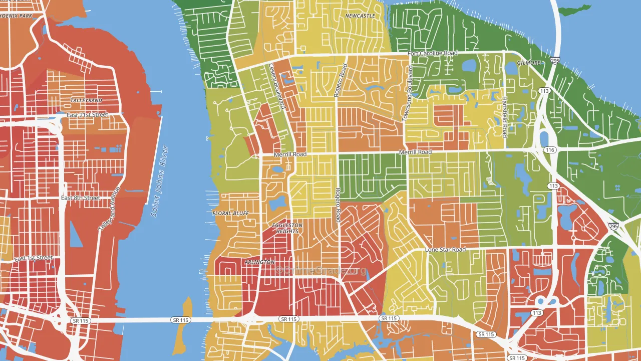 Lake Lucina, Jacksonville, FL Map of Vandalism Rates