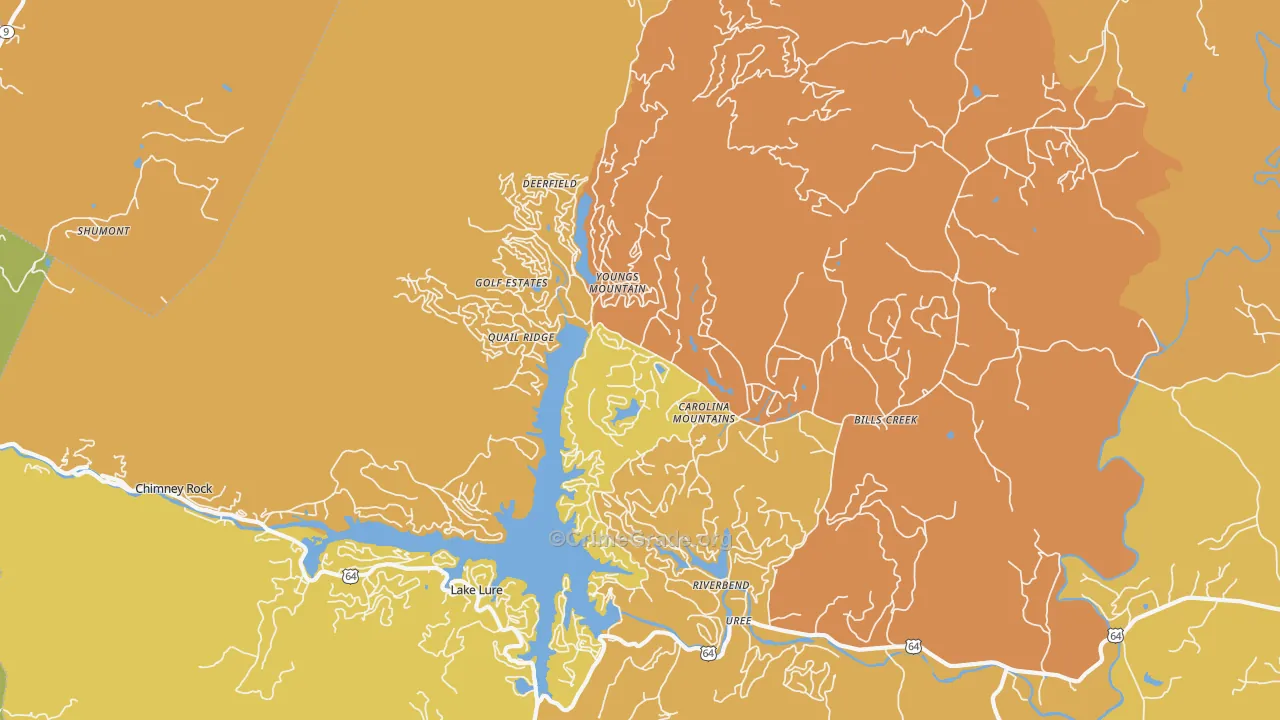 Lake Lure, NC Map of Vandalism Rates