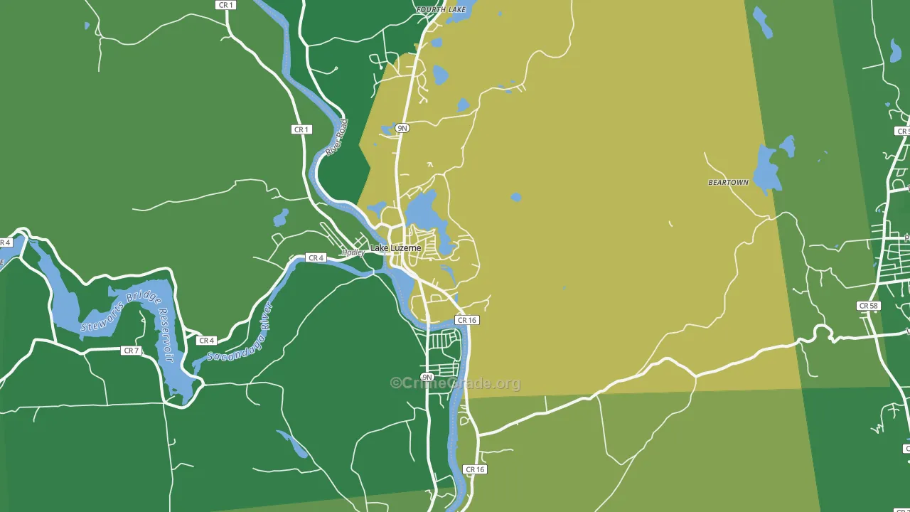 Lake Luzerne, NY Map of Vandalism Rates