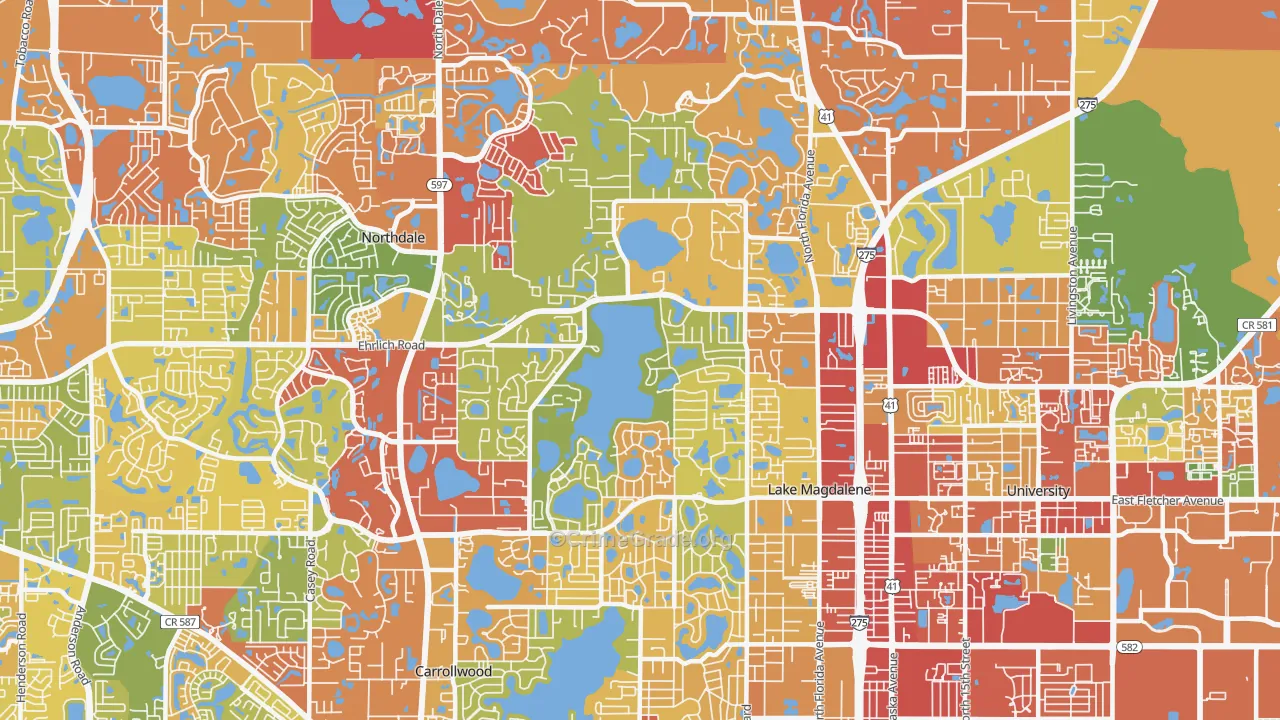 Lake Magdalene, FL Map of Vandalism Rates