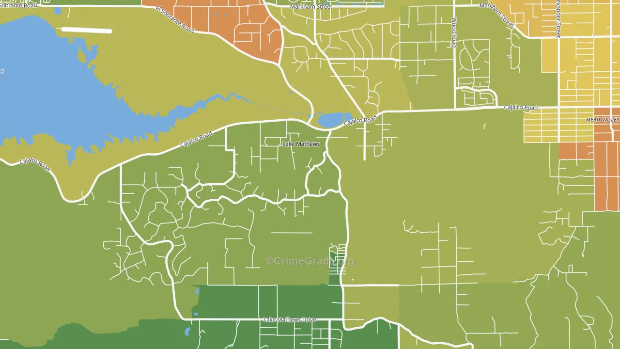 Lake Mathews, CA Map of Vandalism Rates