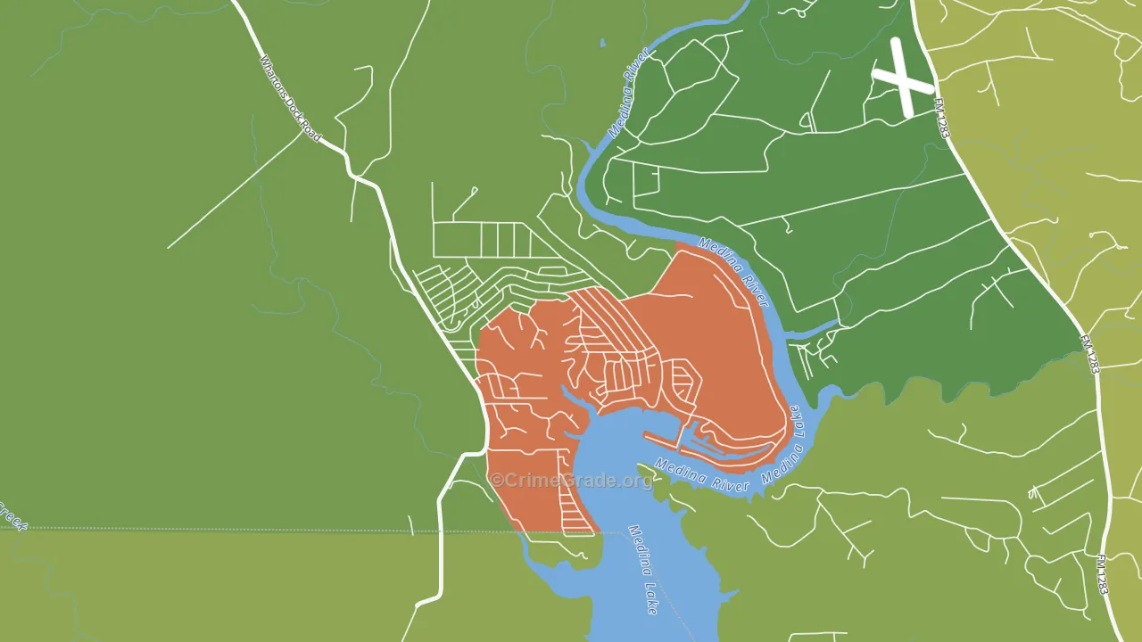 Lake Medina Shores, TX Map of Vandalism Rates