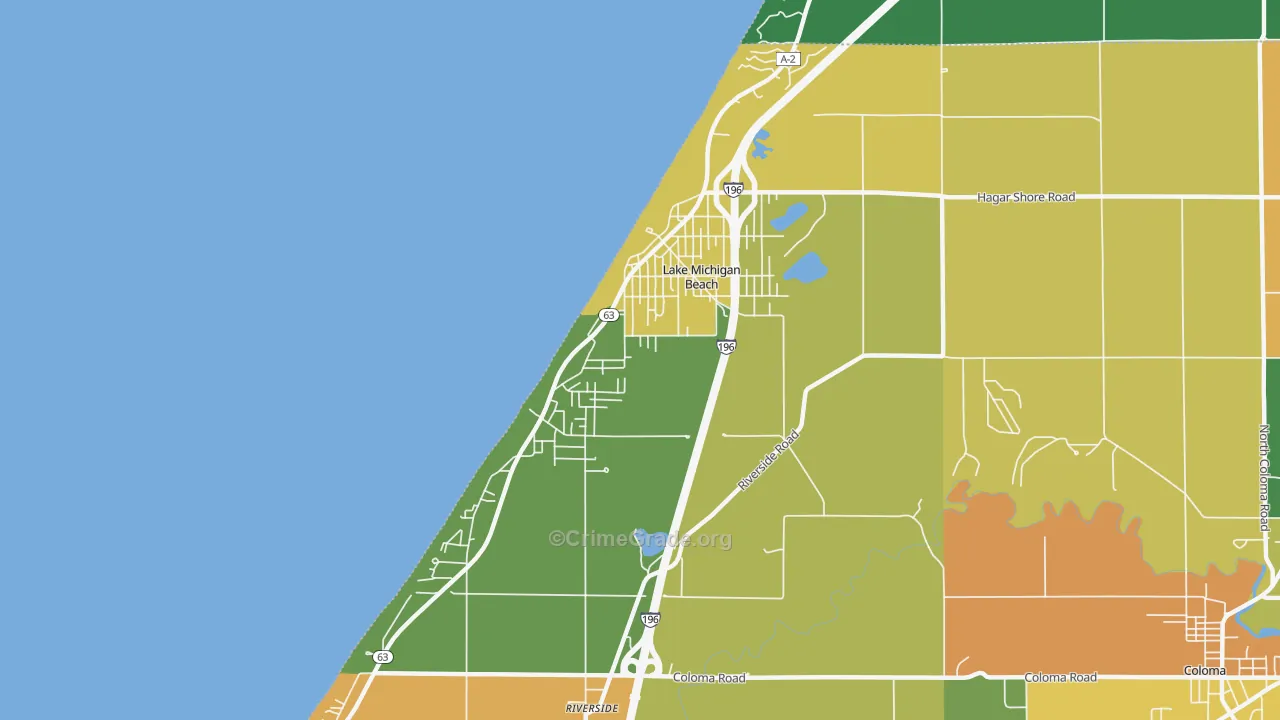Lake Michigan Beach, MI Map of Vandalism Rates