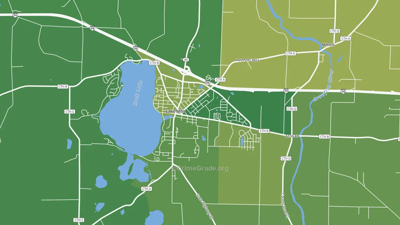Lake Mills, WI Map of Vandalism Rates