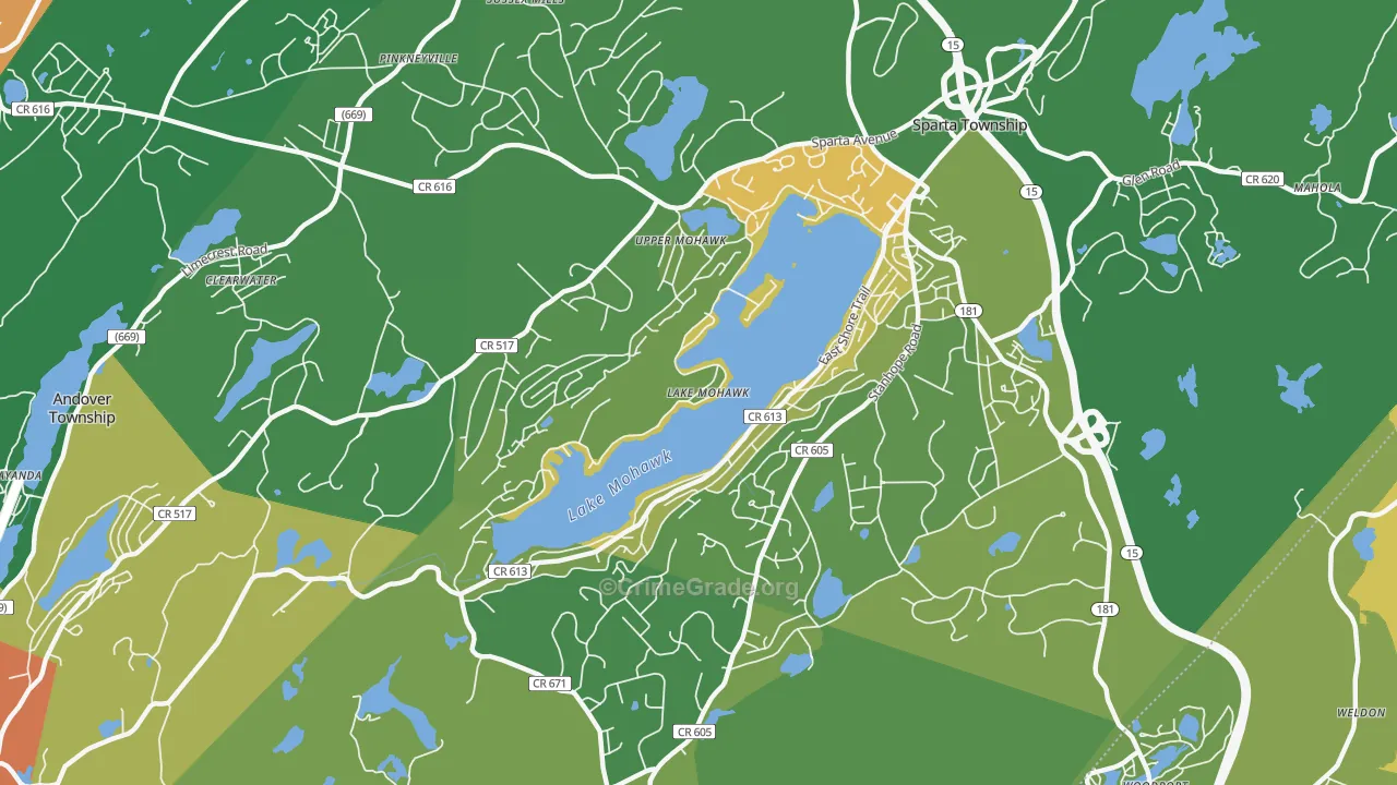 Lake Mohawk, NJ Map of Vandalism Rates